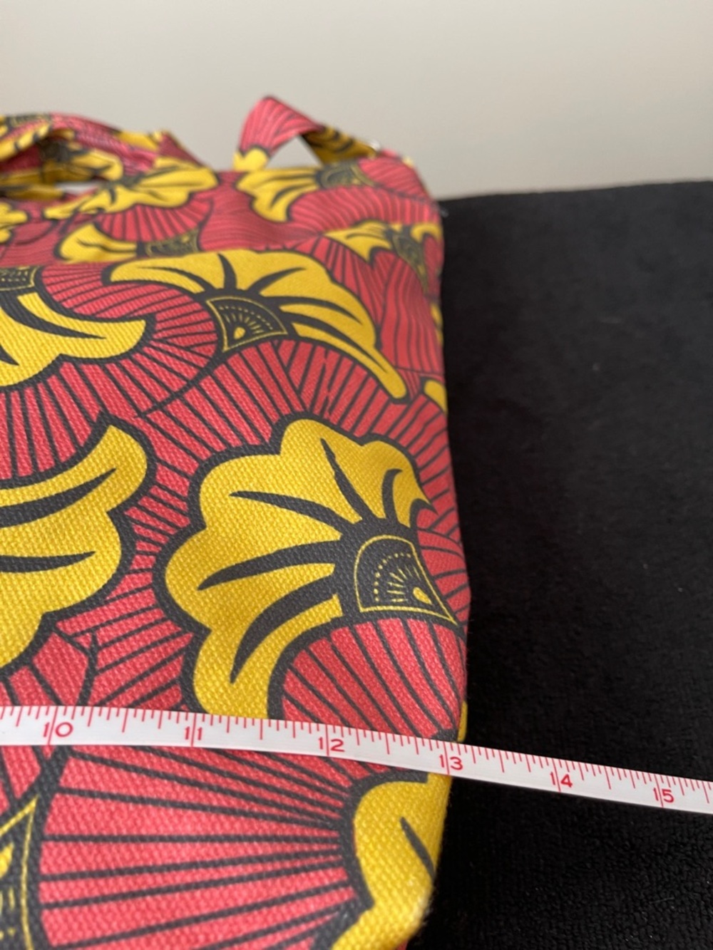 NWOT...DIOP...Printed Canvas Tote Bag in Yellow & Red - Picture 6 of 10